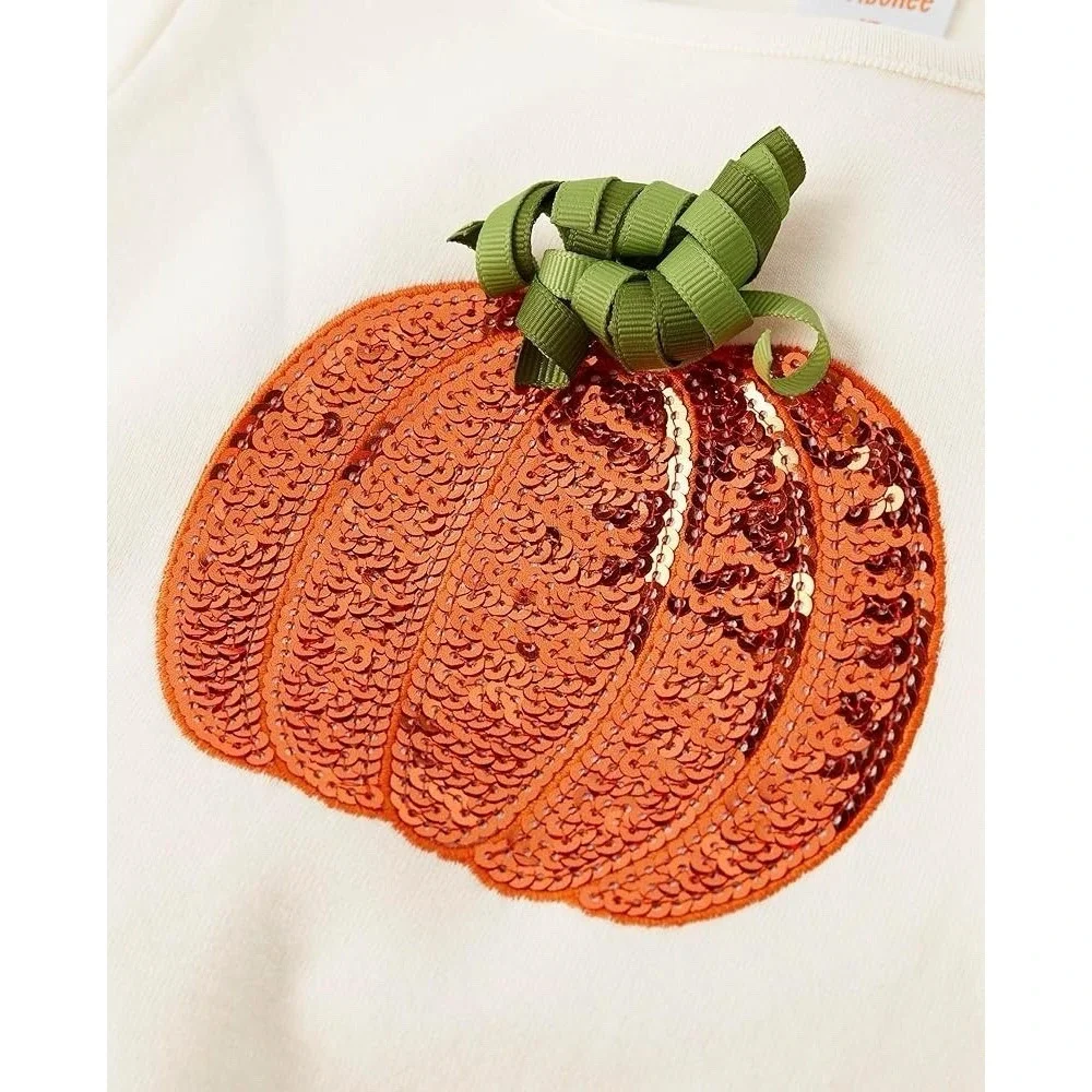 Gymboree Girls Pumpkin Top 3T Cream Fall Autumn‎ Cottagecore Cute